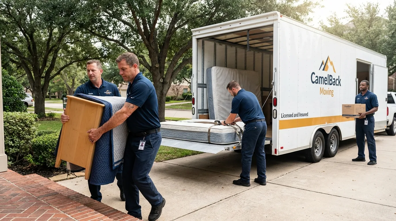 Crew loading residential truck for cross-state move from Roosevelt, UT